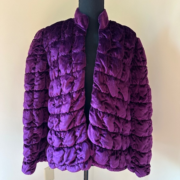 *R. MICHAEL ALAN* Vintage Purple Long Sleeve Open Front Blazer Jacket Size M - Picture 1 of 7